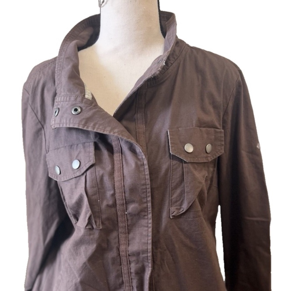 Columbia Light Jacket Women's Size XL Brown Snaps Pockets Omni Shade Utility